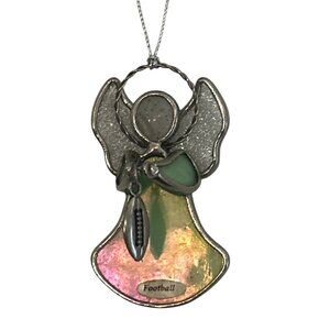 Stained Glass Angel Pendant Ornament With Football Charm